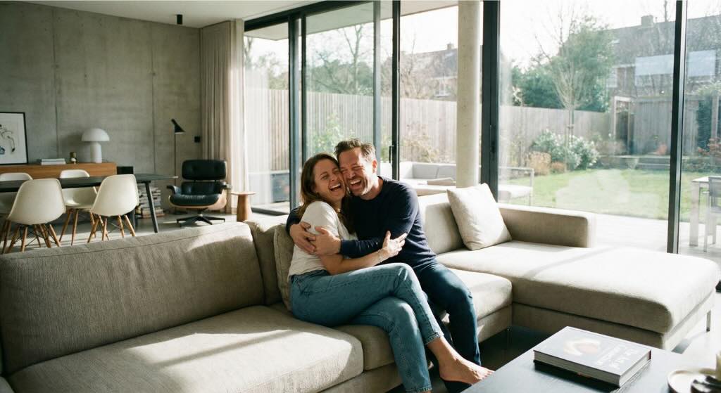 Imagem de casal feliz e conectado depois de ter procurado a terapia sexual para casal.