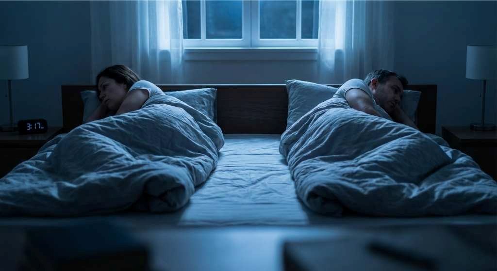 Casal em crise acordado de madrugada e precisando de terapia de casal em Brasília.